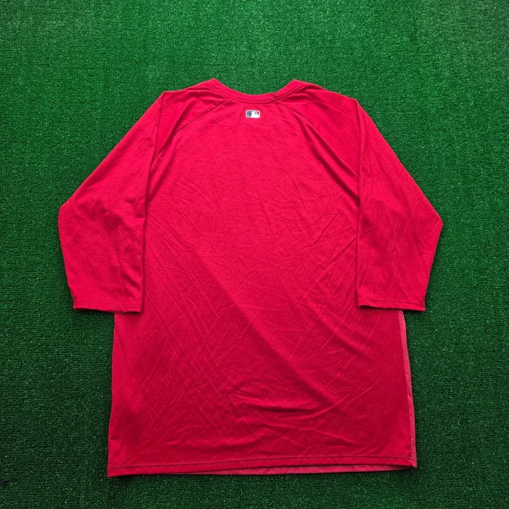 St Louis Cardinals Nike MLB Raglan Shirt Mens Large 3/4 Sleeve Red Baseball